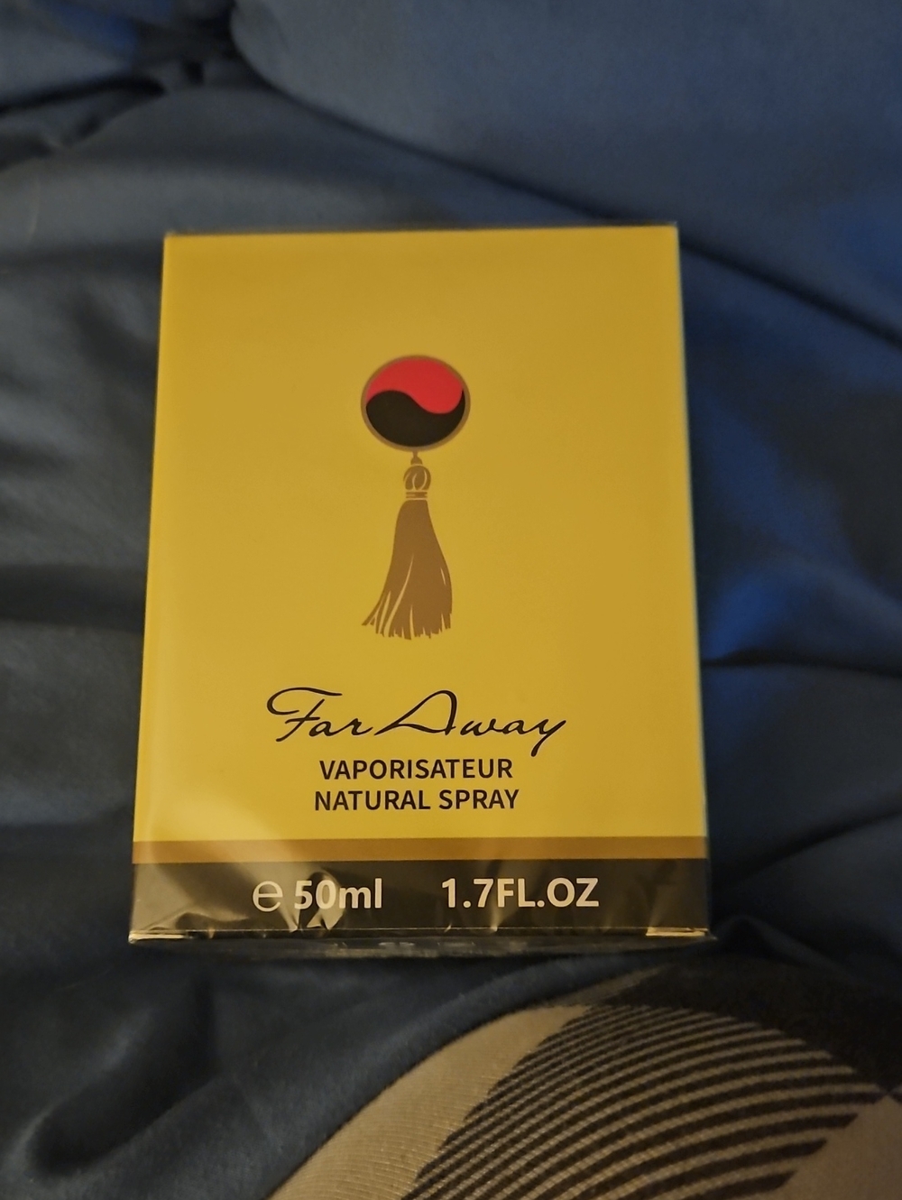 Avon Far Away Body Spray Boxed - Yellow with Gold and Red Accent